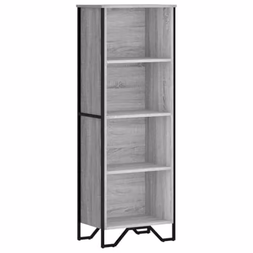 vidaXL Modern Grey Bookcase with Back Panel, W/D/H: 50 x 31 x 137.5 cm – 1