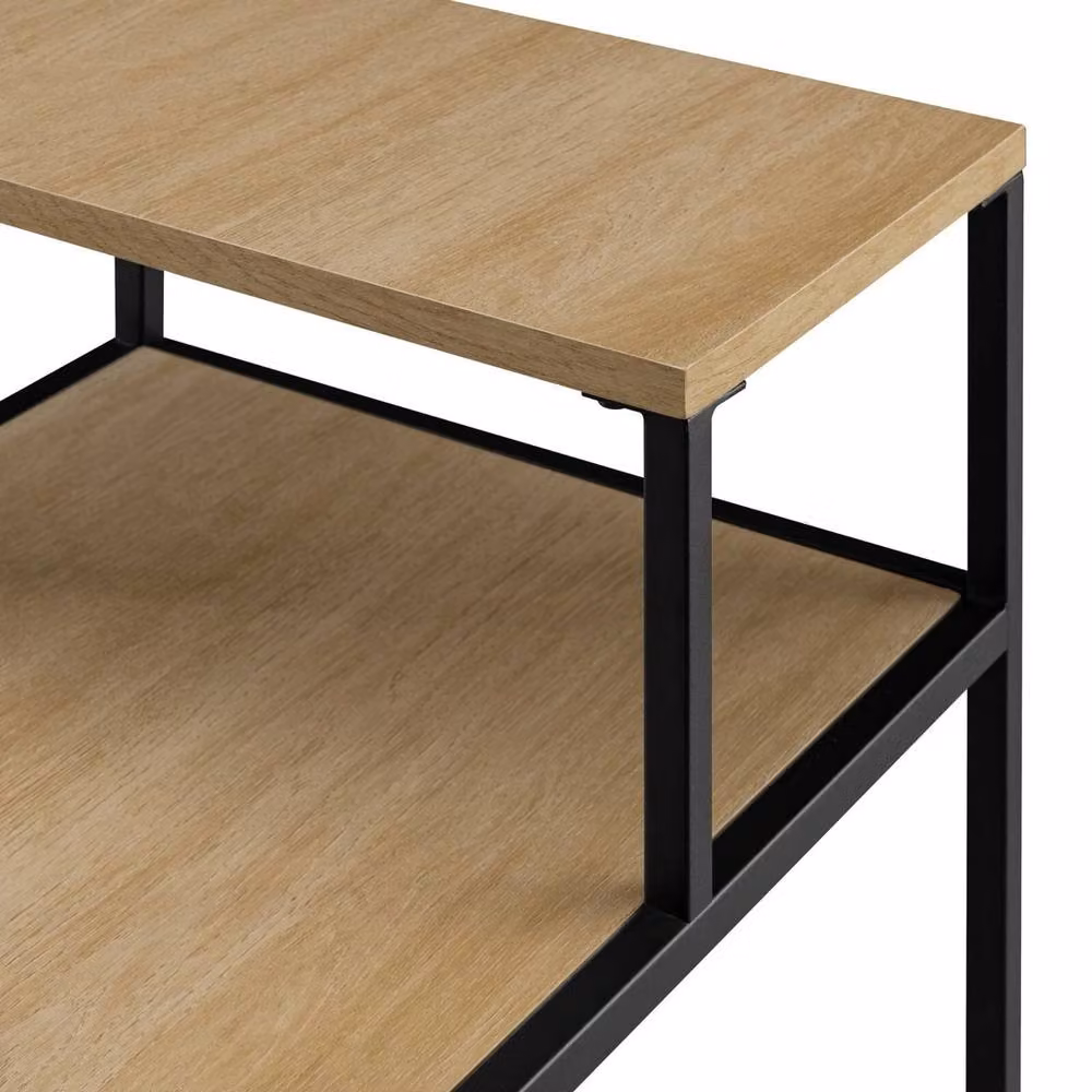 ERGOVEXA Set of 2 Coastal Oak Wood 2-Tier Side Tables and Nightstands – 3