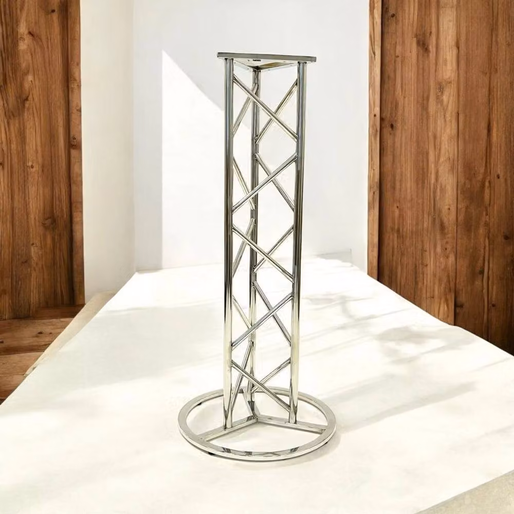FORGEVIO Truss Tall Table Base in Polished Silver Stainless Steel – 2
