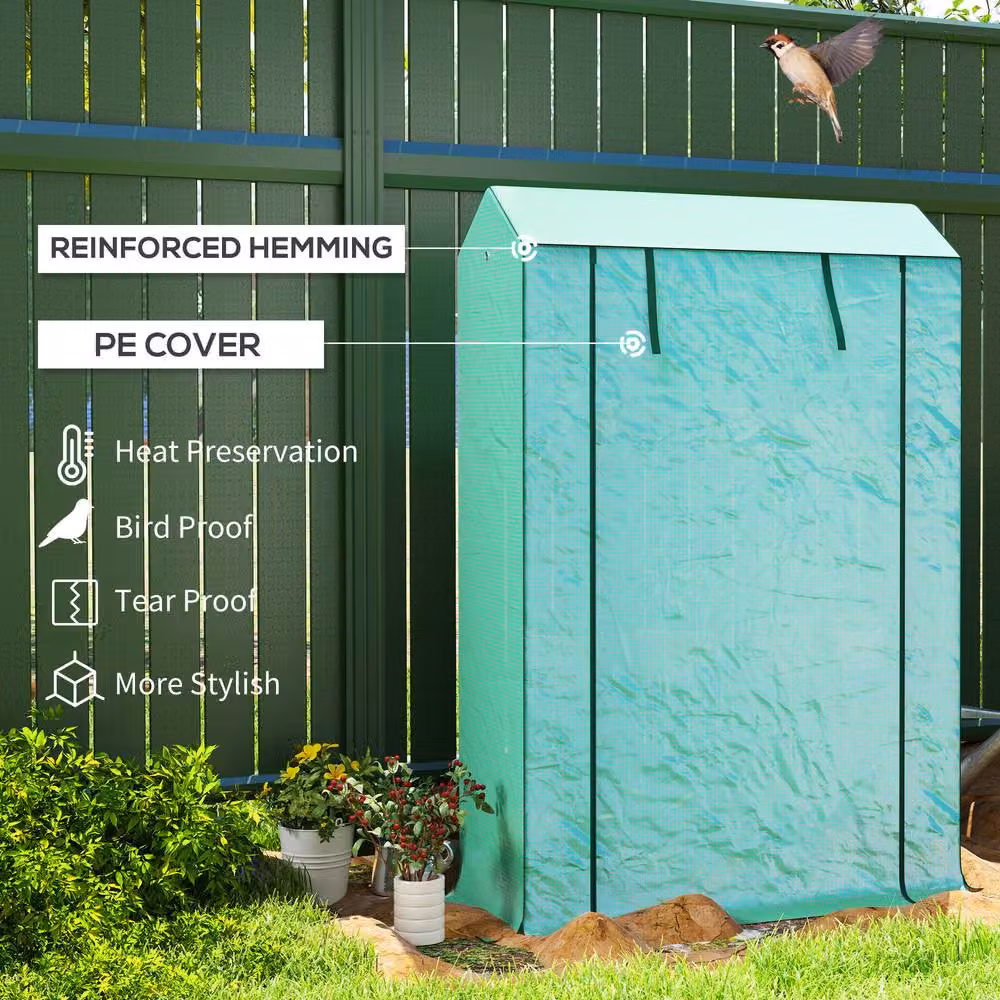 STILVORA Mini Freestanding Greenhouse with 3 Shelves and Steel Frame, Green, H 150 x W 73 x D 40 cm – 4