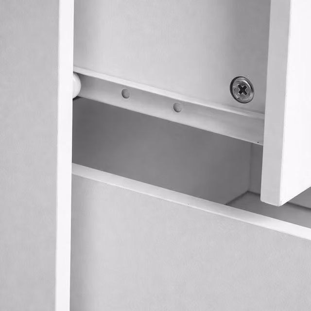 Levede White 2 Drawer Bedside Table with Metal Handles