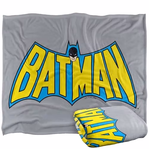 Warner Bros. Batman Vintage Logo Super Soft Silky Touch Fleece Throw Blanket, Multicolour, W x D: 152.4 x 152 cm – 1