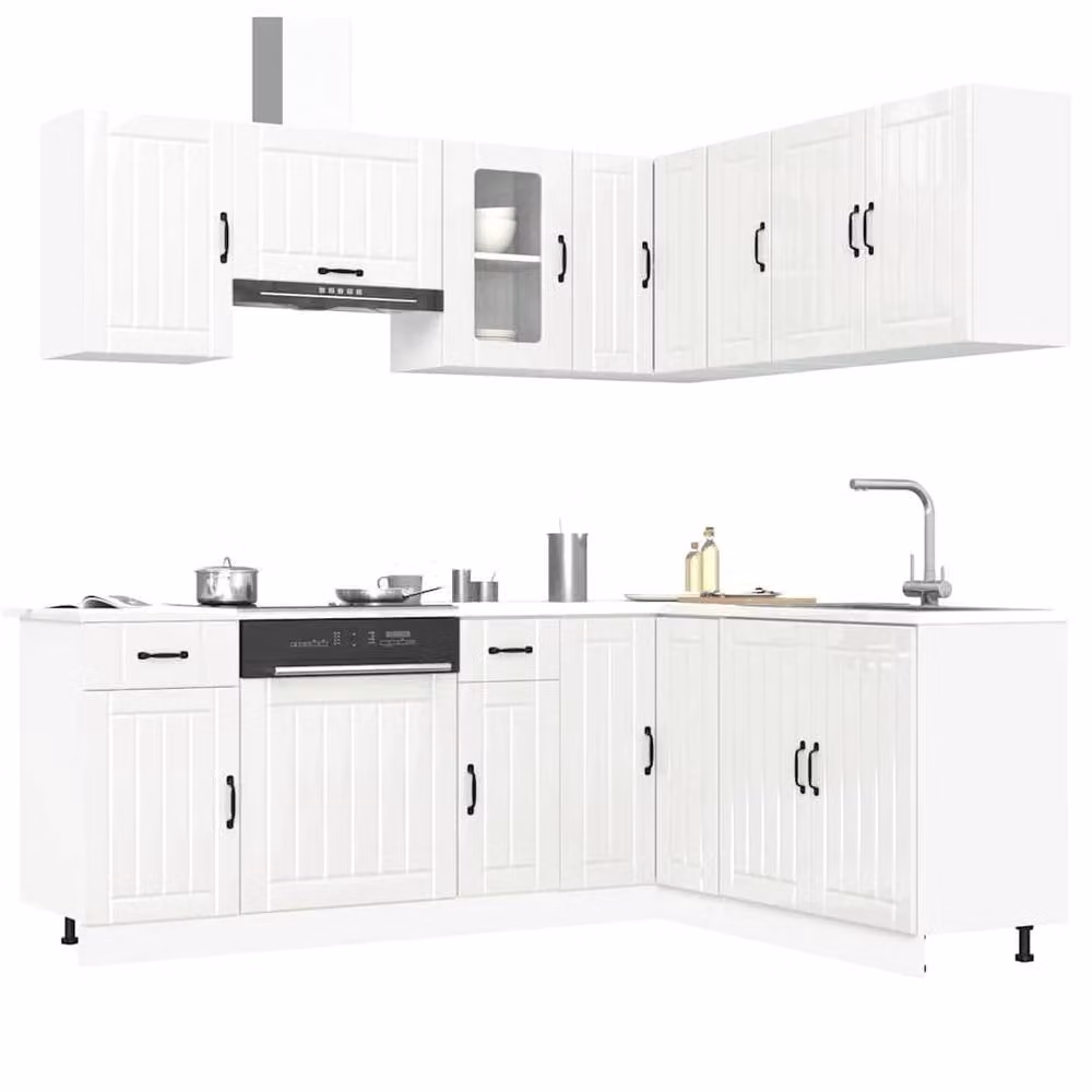 Berkfield Home Kalmar 11 Piece Gloss White Modern Kitchen Cabinet Set