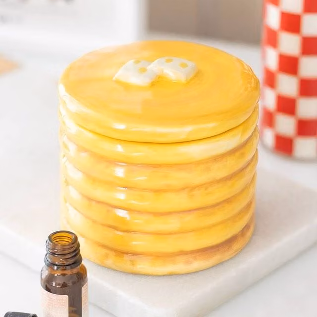 Uniqueful Pancake Stack Shaped Ceramic Oil Burner in Yellow