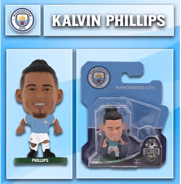 SoccerStarz Manchester City FC Kalvin Phillips Home Kit Classic Figure, Blue, Height: 5 cm
