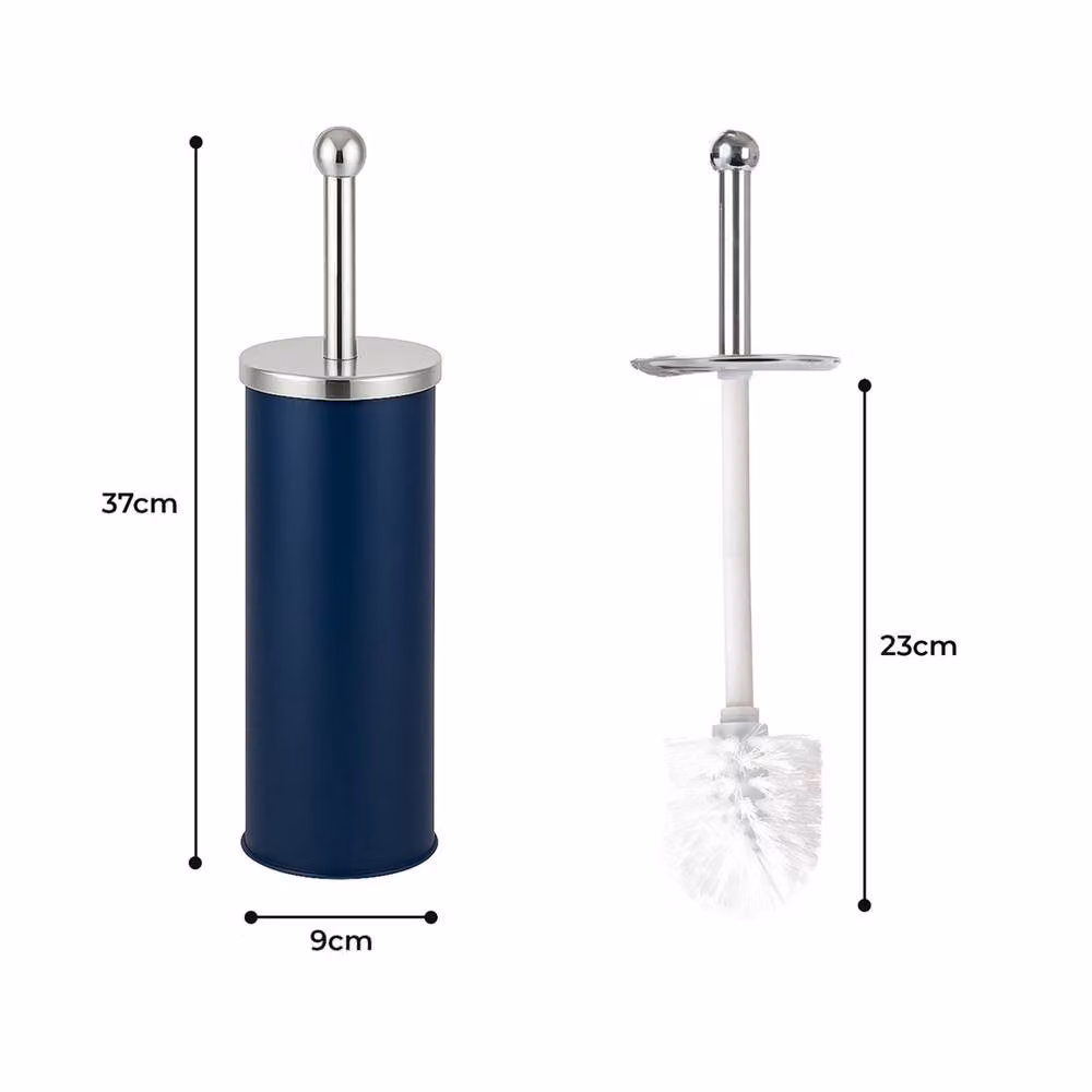 VOGREX Blue Stainless Steel Toilet Brush Set with Matt Holder Cup – 2