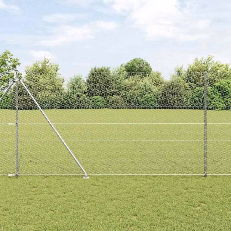 Berkfield Home Silver Galvanised Steel Hexagon Fence, H: 160 cm x W: 25 m
