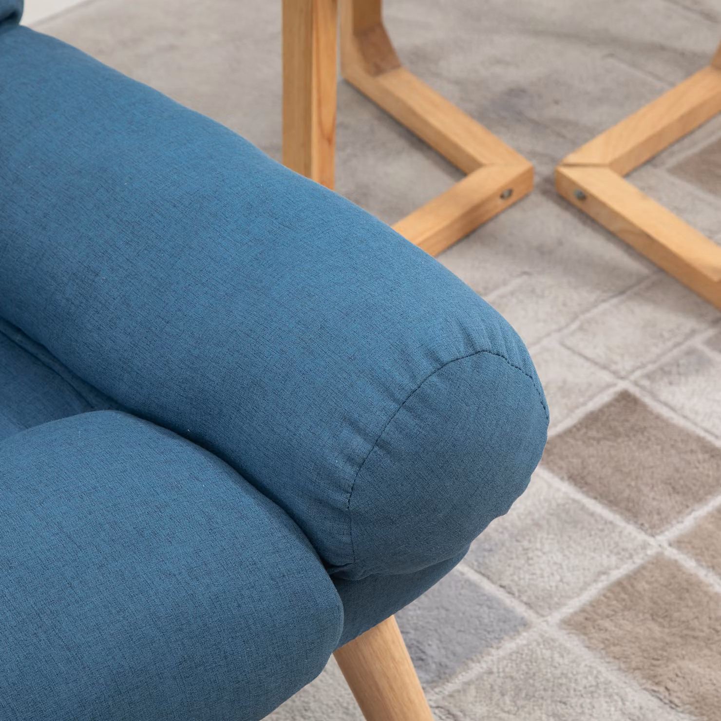 HOMCOM Blue Linen Fabric Occasional Recliner with Matching Ottoman and 3-Position Adjustable Backrest – 6