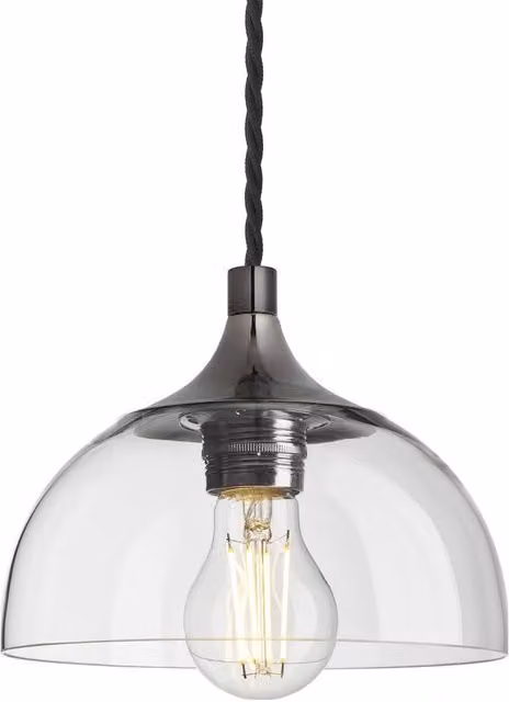 Industville Chelsea Clear Glass Dome Pendant Light in Dark Grey, Diameter: 20.32 cm
