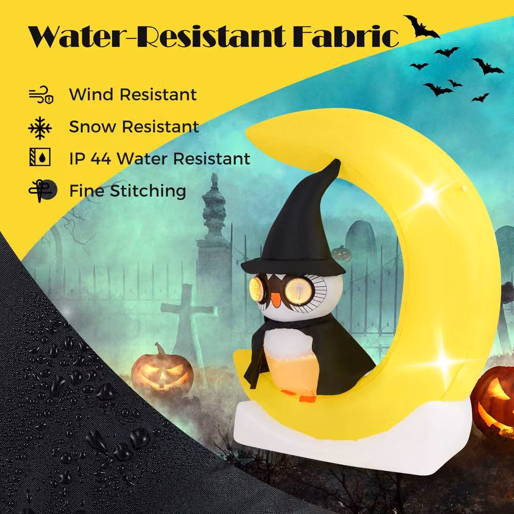 Costway Multicolour Inflatable Halloween Owl Outdoor Decoration W: 130 cm, D: 155 cm – 6