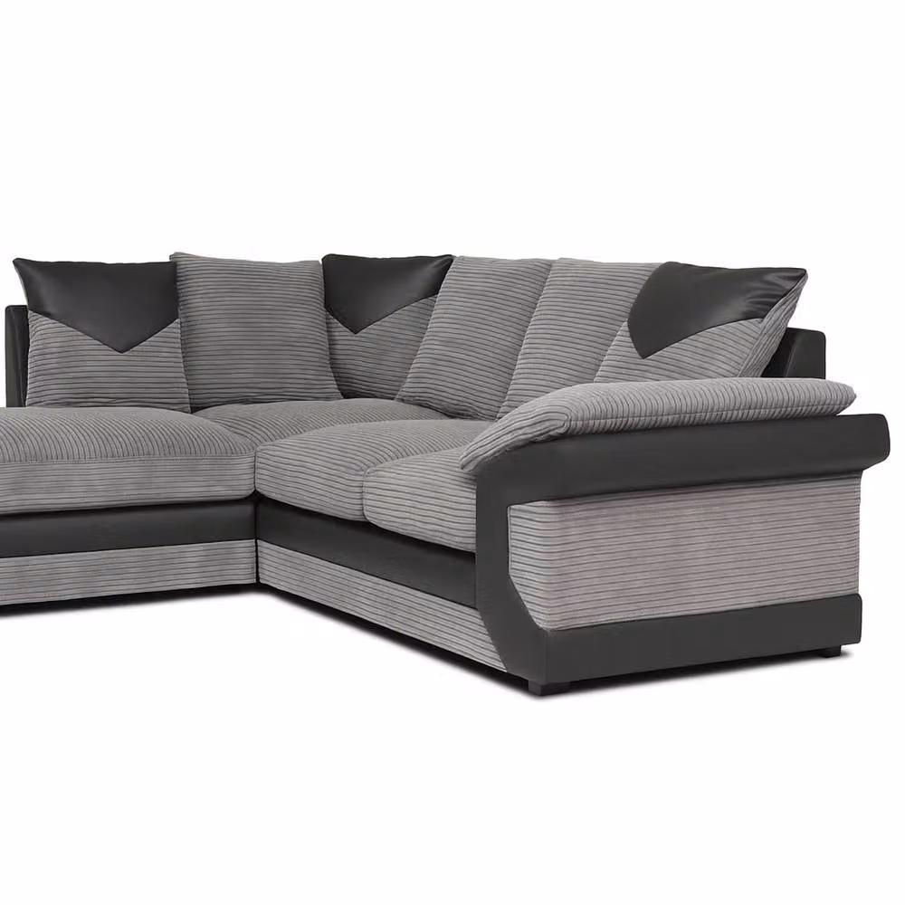 Snug Furniture Birmingham Ltd Dino Jumbo Cord Left Hand Facing Corner Sofa in Black and Grey – 2