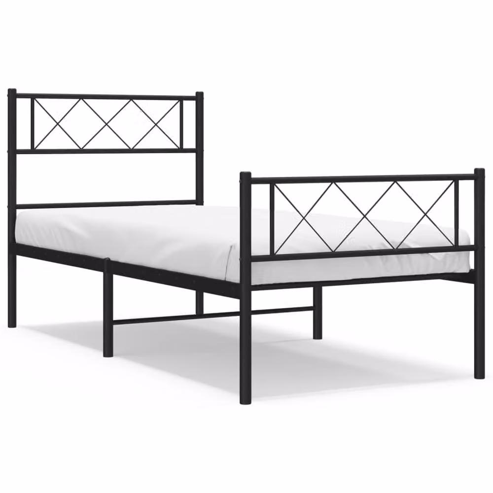 Berkfield Home Metal Bed Frame with Headboard and Footboard, Black, W/D/H: 100 x 190 cm – 2