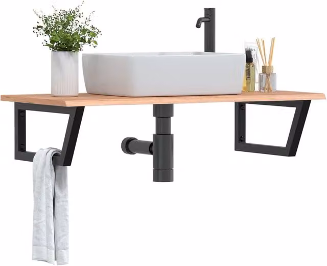 Berkfield Home Wall Mounted Basin Shelf in Brown Oak and Steel