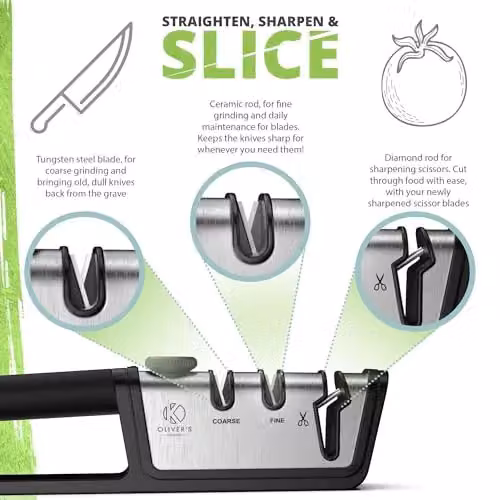 Oliver's Kitchen 3-Stage Knife Sharpener in Black – 2