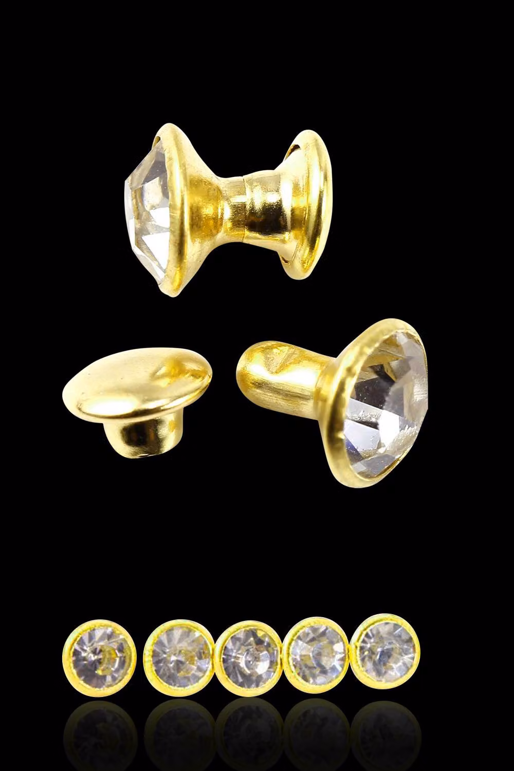 Neel Blue 10mm Flat Clear Crystal Rivets, Diamante Acrylic Studs with Gold Pins – 3