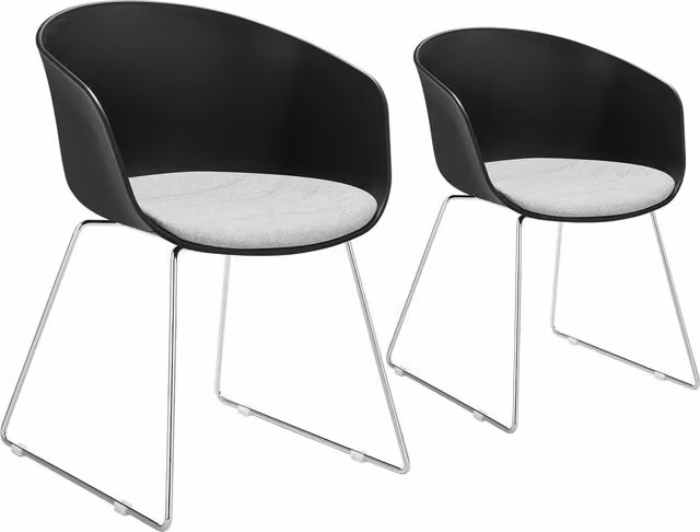 TECTAKE Modern Dining Chair with Armrests and Cantilever Base, Black Fabric and Metal