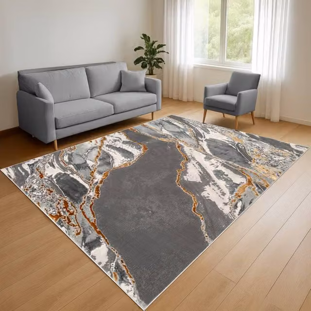 Smart Living Parma Modern Carved Abstract Rug in Gold, W: 80 cm, L: 150 cm