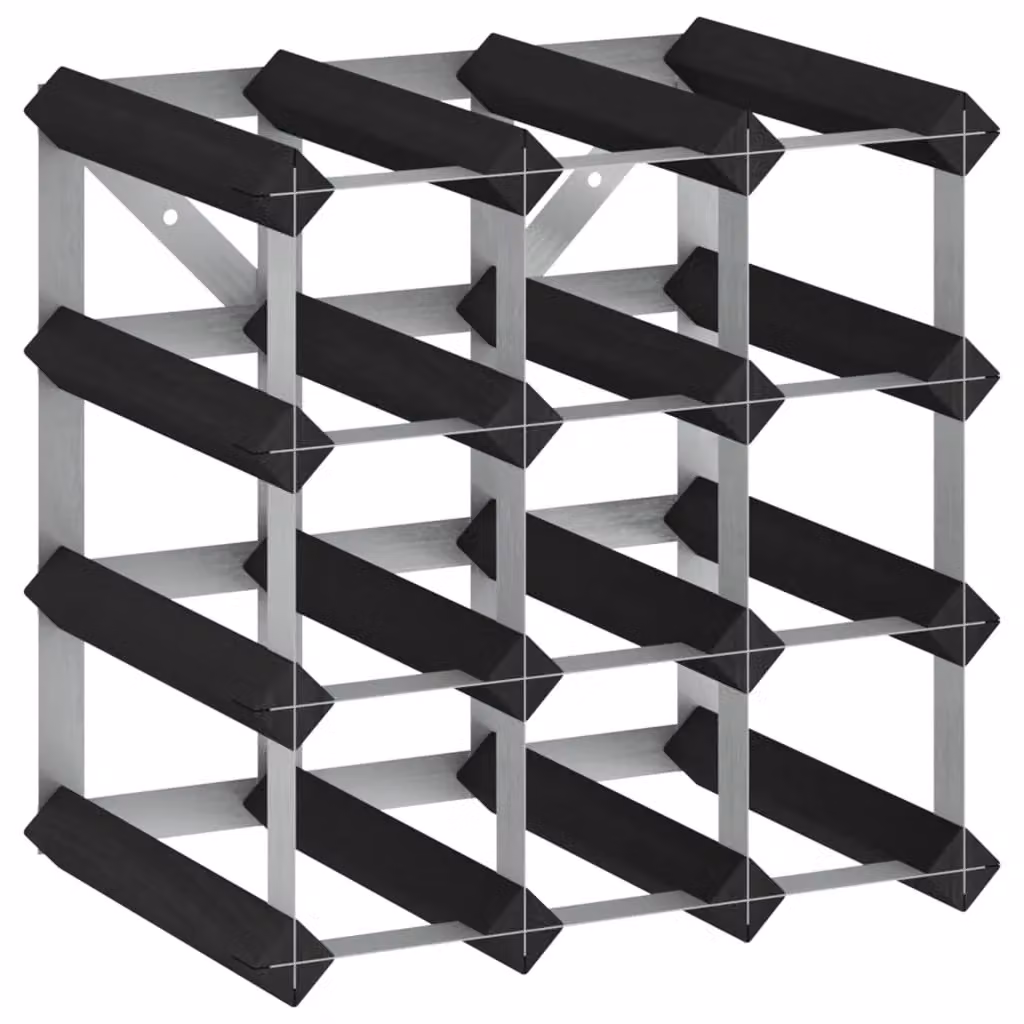 Berkfield Home Black Solid Pine Wood Wall Mounted Wine Rack for 12 Bottles – 2