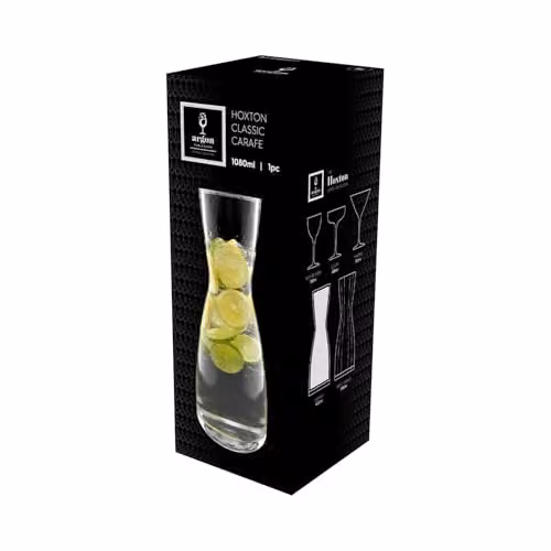 Argon Tableware Hoxton Crystal Glass Carafes, Pack of 6, 1.1 l, Transparent – 6
