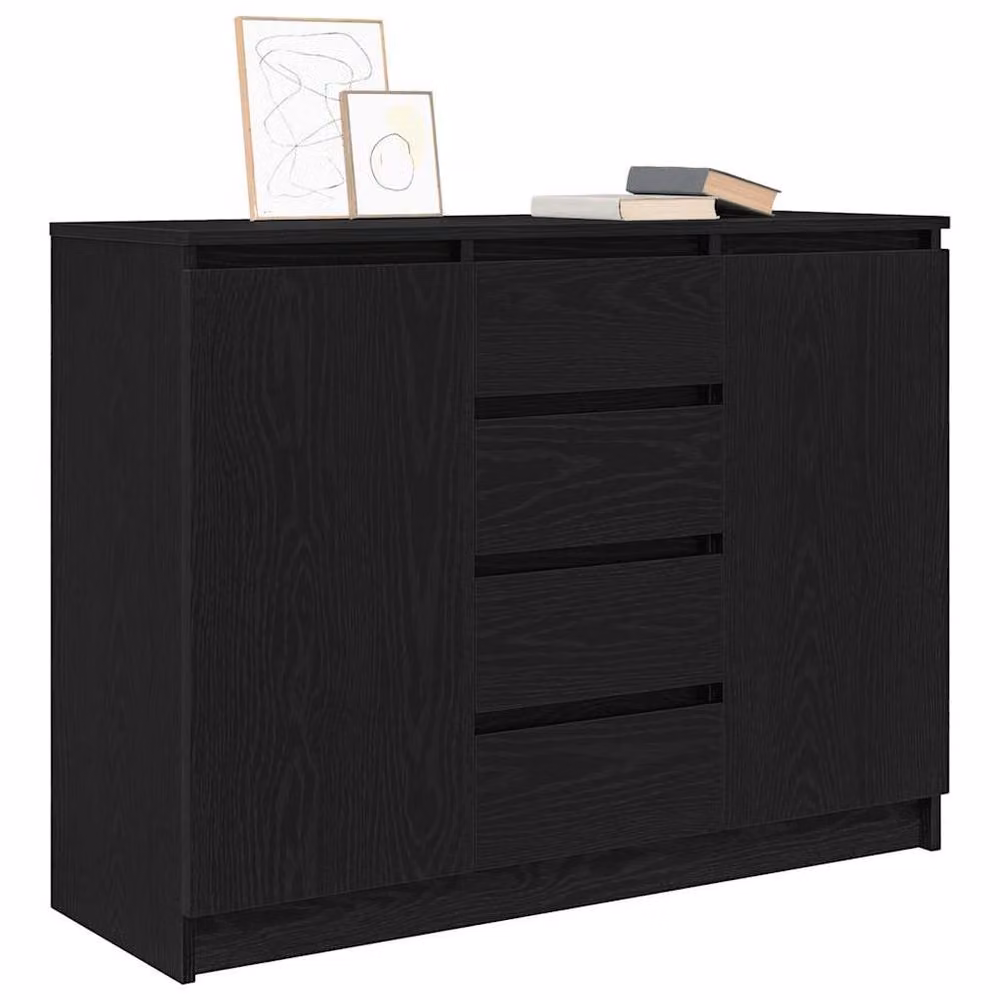 Berkfield Home Modern Sideboard with Drawers in Black Oak, W/D/H: 100.5 x 35 x 76 cm – 3