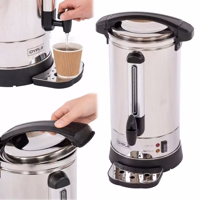 Oypla 8L Catering Hot Water Boiler Tea Urn in Silver Stainless Steel – 1