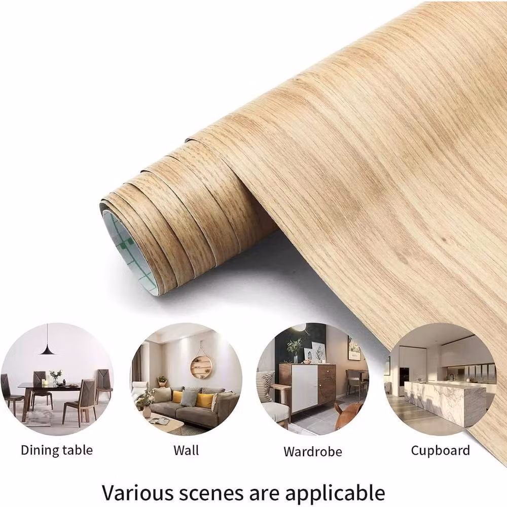 NESTLUNE Brown Wood Grain Effect Self Adhesive Vinyl Wallpaper, W: 100 cm, H: 15 cm – 2