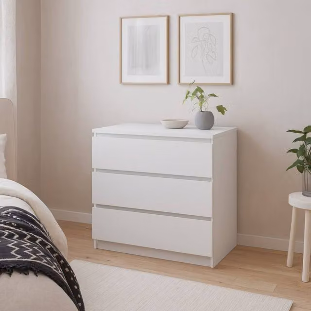 Wyld Haus Budapest 3 Drawer White Chest in Matt MDF and Metal