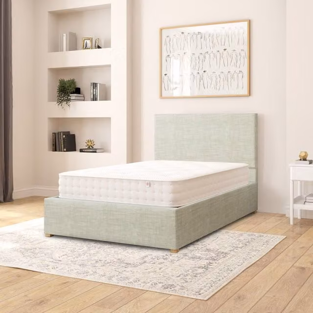 Aspire Garland Fabric Ottoman Storage Bed in Eau De Nil, Small Double, W/D/H: 120 x 200 cm