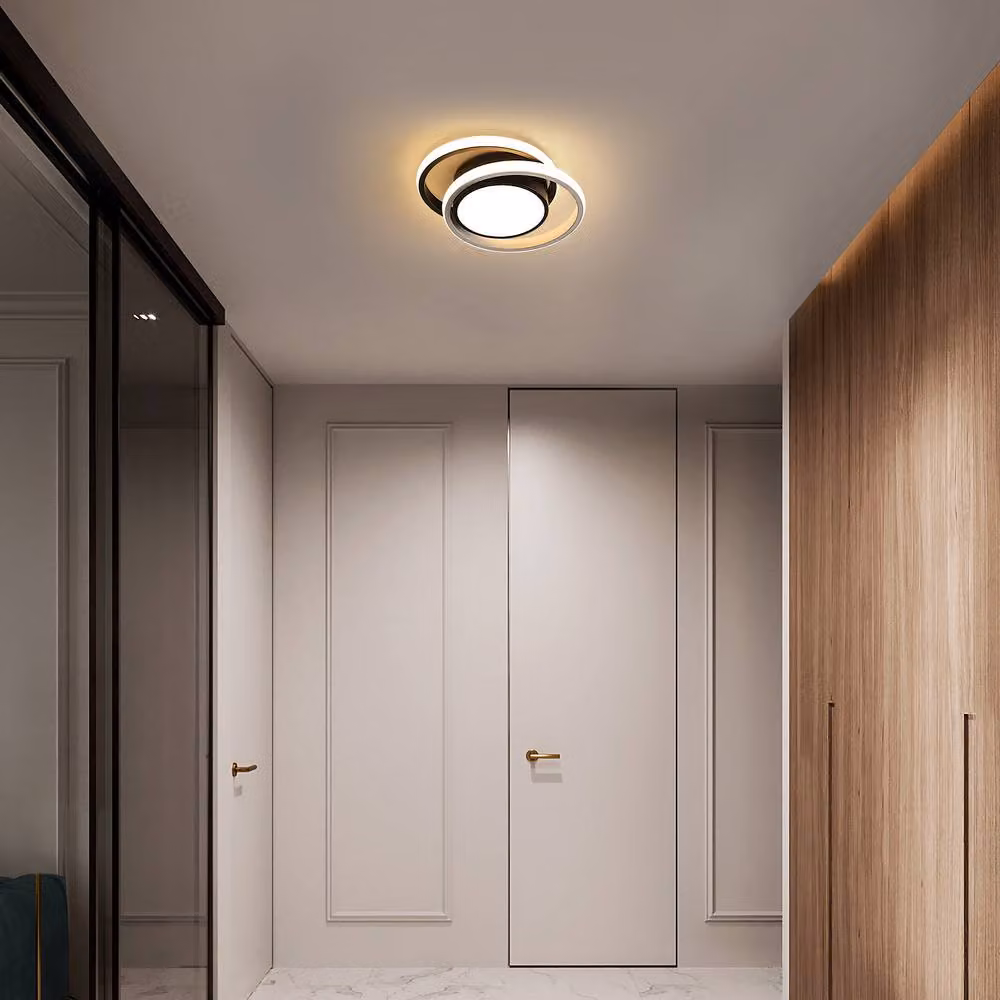 Goeco Modern Round LED Ceiling Light in Black, 3000 K Warm White – 3