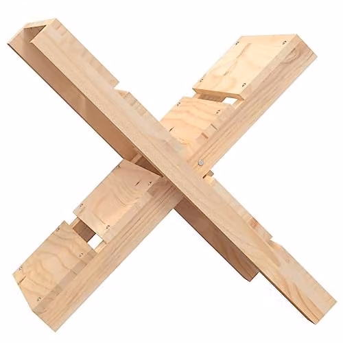 vidaXL Freestanding Log Holder in Natural Brown Solid Pine Wood, W/D/H: 47 x 39.5 x 48 cm