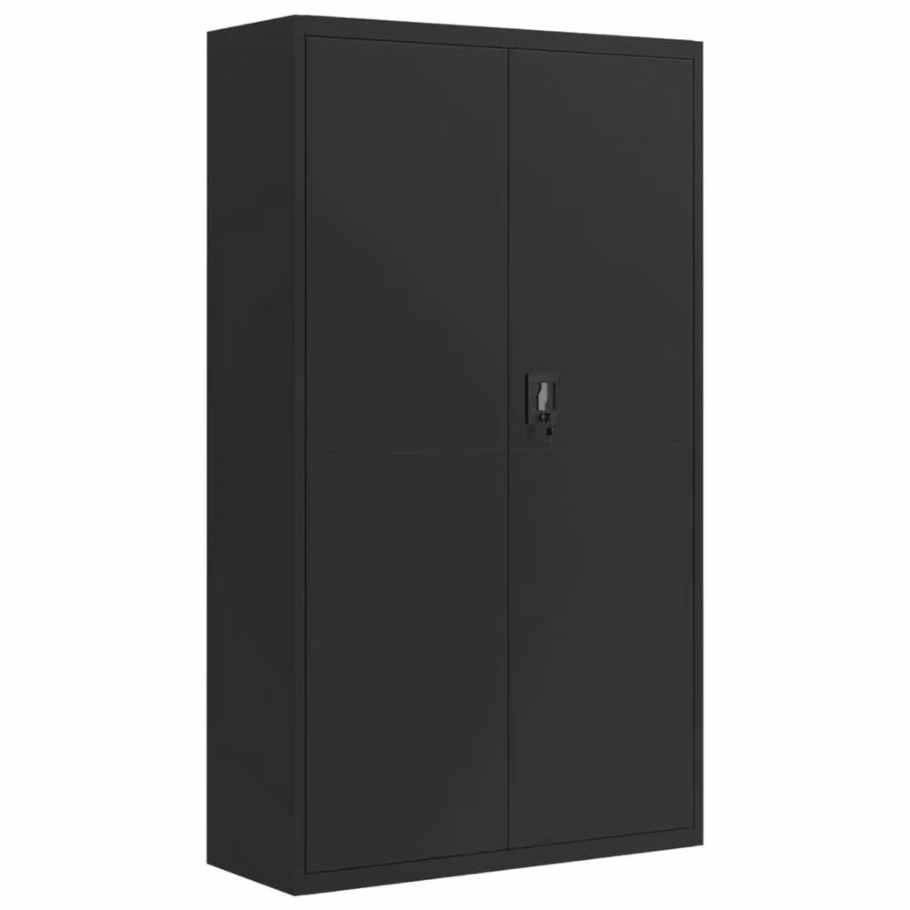 Berkfield Home Durable Steel File Cabinet in Black with Hinged Doors and Adjustable Shelves, W/D/H: 105 x 40 x 180 cm – 3