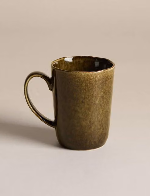 M&S Stoneware Reactive Glaze Mug in Khaki Green