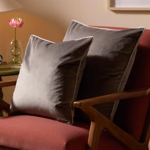 Riva Home Meridian Signature Collection Grey Velvet Square Cushion, 55 x 55 cm – 4