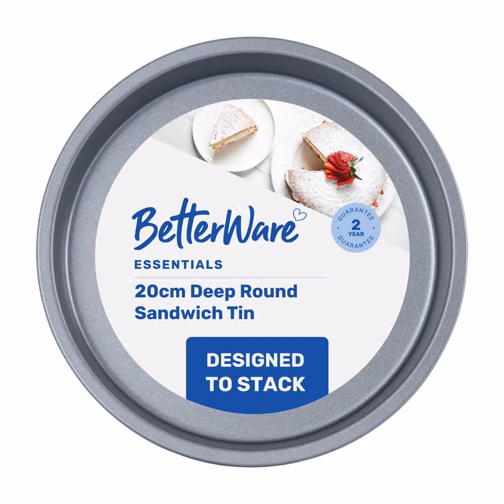 Betterware Essentials 20cm Non-Stick Round Carbon Steel Sandwich and Cake Tin in Silver – 4