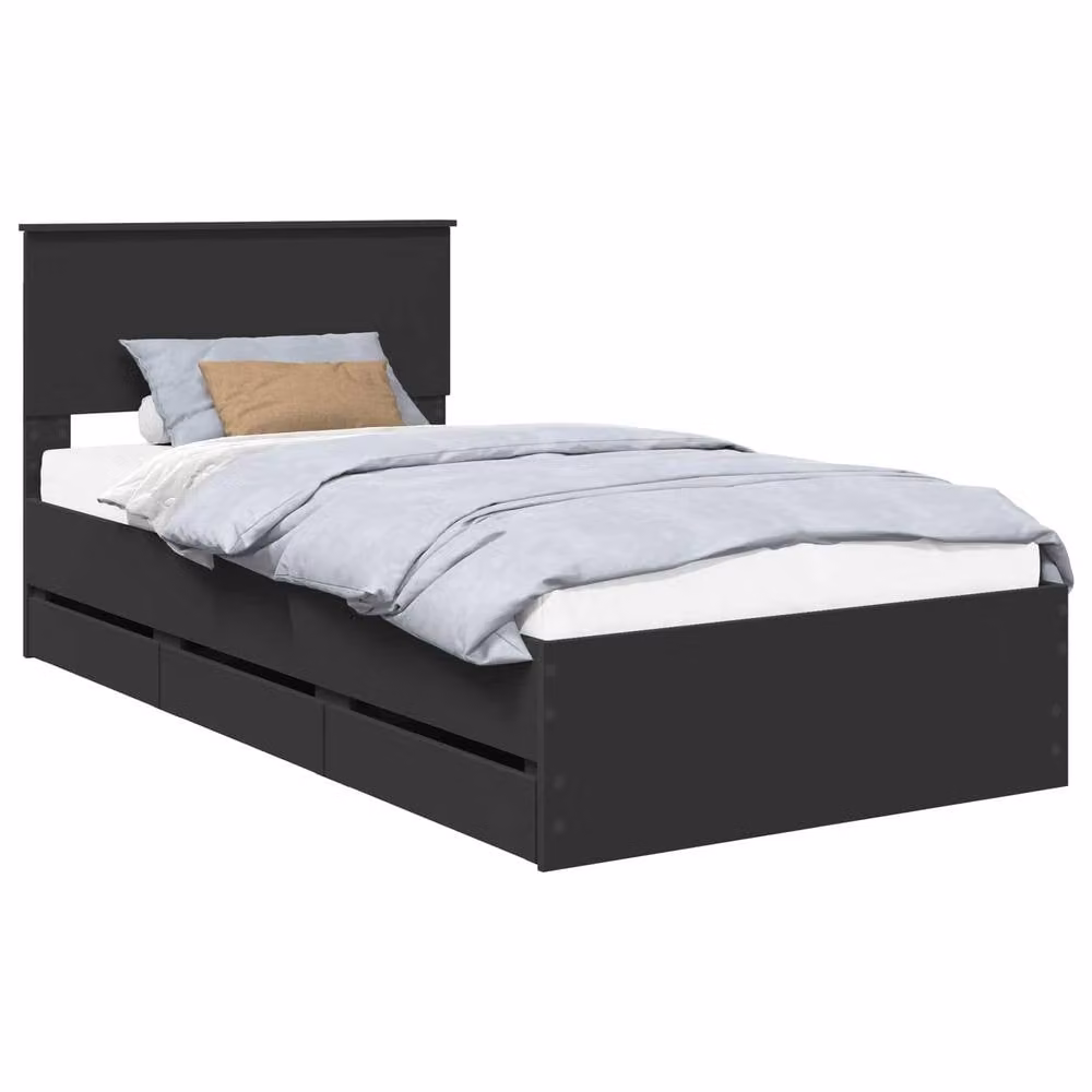 Berkfield Home Modern Bed Frame with Drawers in Black, Engineered Wood, W/D/H: 100 x 200 cm – 2