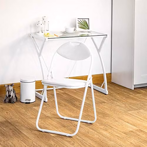 Harbour Housewares White Padded Folding Chairs, Pack of 2 – 2