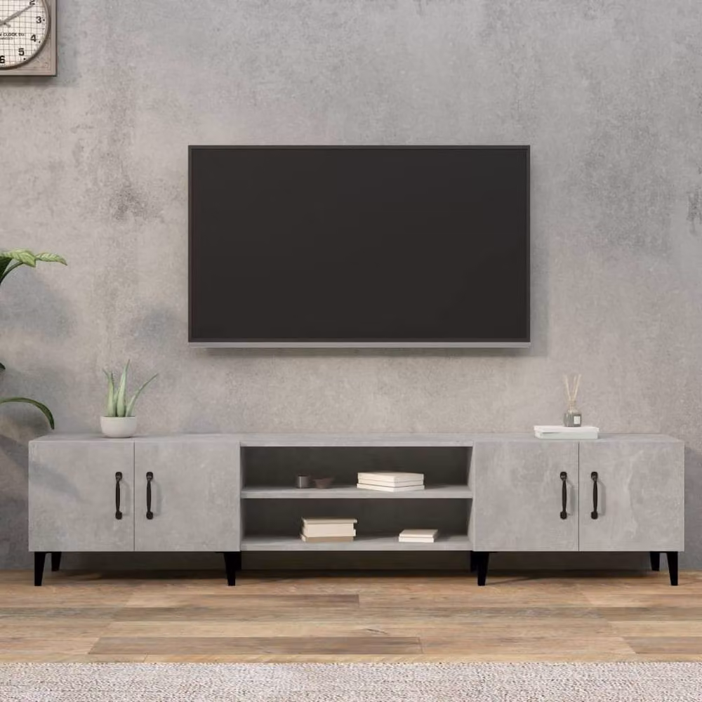 Berkfield Home Modern TV Cabinet in Concrete Grey, W/D/H: 180 x 31.5 x 40 cm – 2