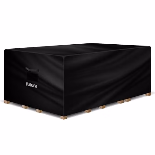 Futura Waterproof Rectangular Garden Furniture Cover, Black Polyester Outdoor Sofa Shield, W/D/H: 242 x 162 x 100 cm – 1