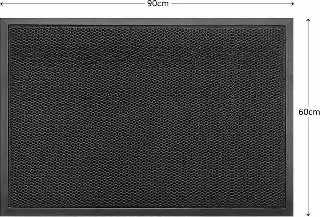 Nicoman Meshmat Rectangular Entrance Doormat in Black, W/D: 90 x 60 cm