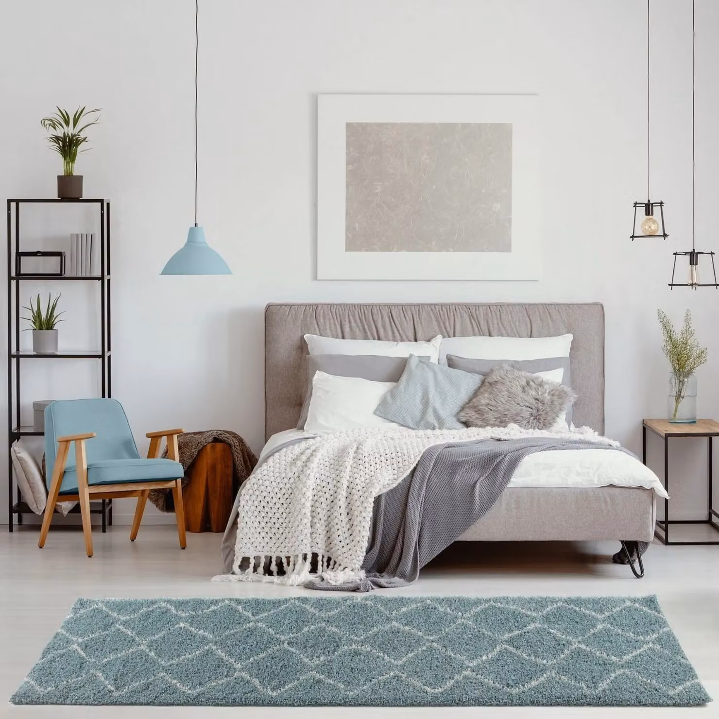 THE RUGS Soft Moroccan High Pile Shaggy Rug, Duck Egg Blue, W: 140 cm, L: 200 cm – 3
