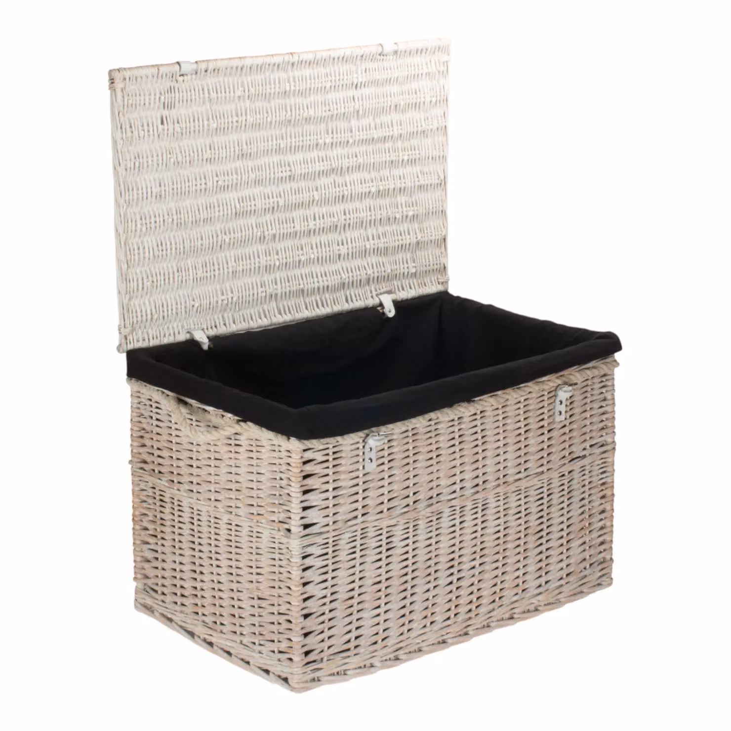Red Hamper Large Wicker Storage Basket with White Wash Finish in Ecru – 2