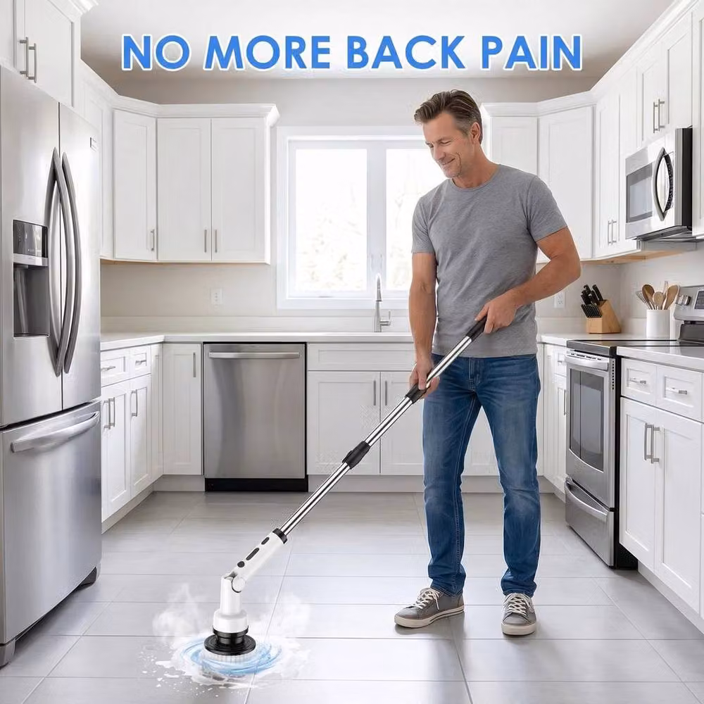 PAWNORA 9-Head Cordless Spin Scrubber in White – 2