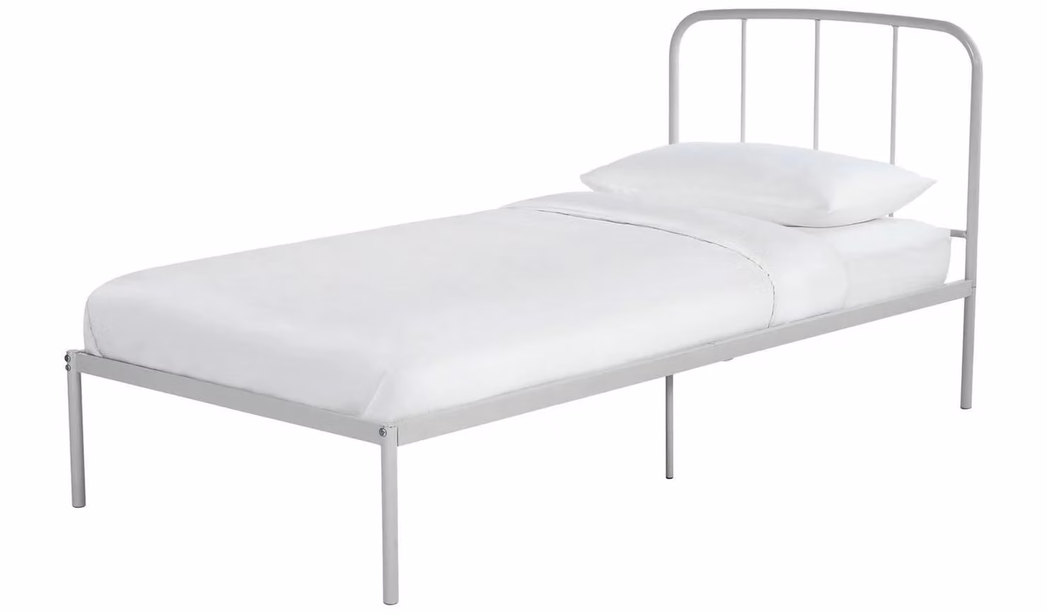 Freja Single Metal Bed Frame in Silver, W/D/H: 90 x 190 cm