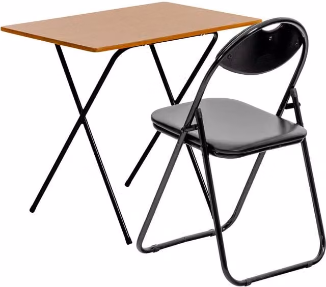 Harbour Housewares Deluxe Folding Wooden Desk and Chair Set in Natural and Black – 4