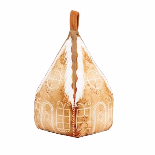 Riva Home Gretel Christmas Velvet Door Stop in Orange and Ginger, W/D/H: 12.0 x 18.0 x 12.0 cm – 1