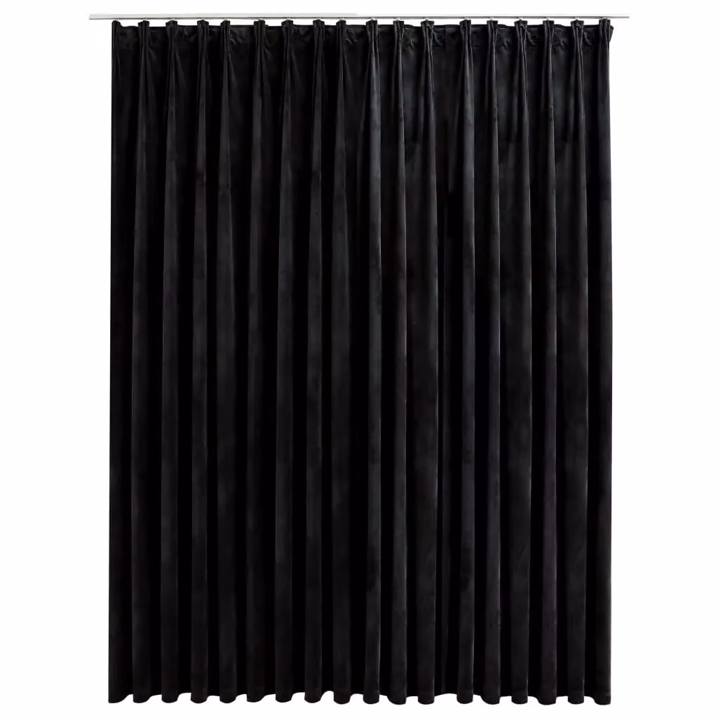 Berkfield Home Blackout Velvet Curtain with Hooks, Black, W: 290 cm, H: 245 cm – 2