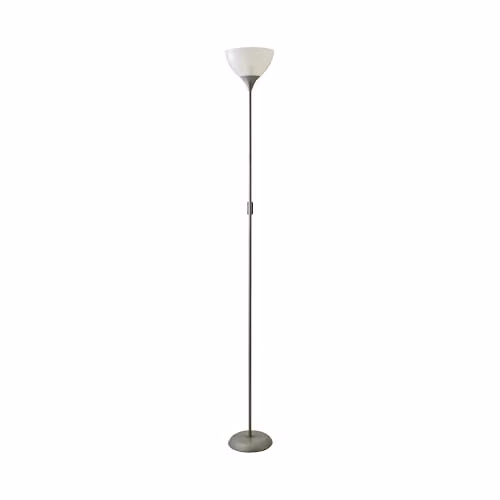 ValueLights Dalby Modern Silver Uplighter Floor Lamp with White Glass Shade – 1