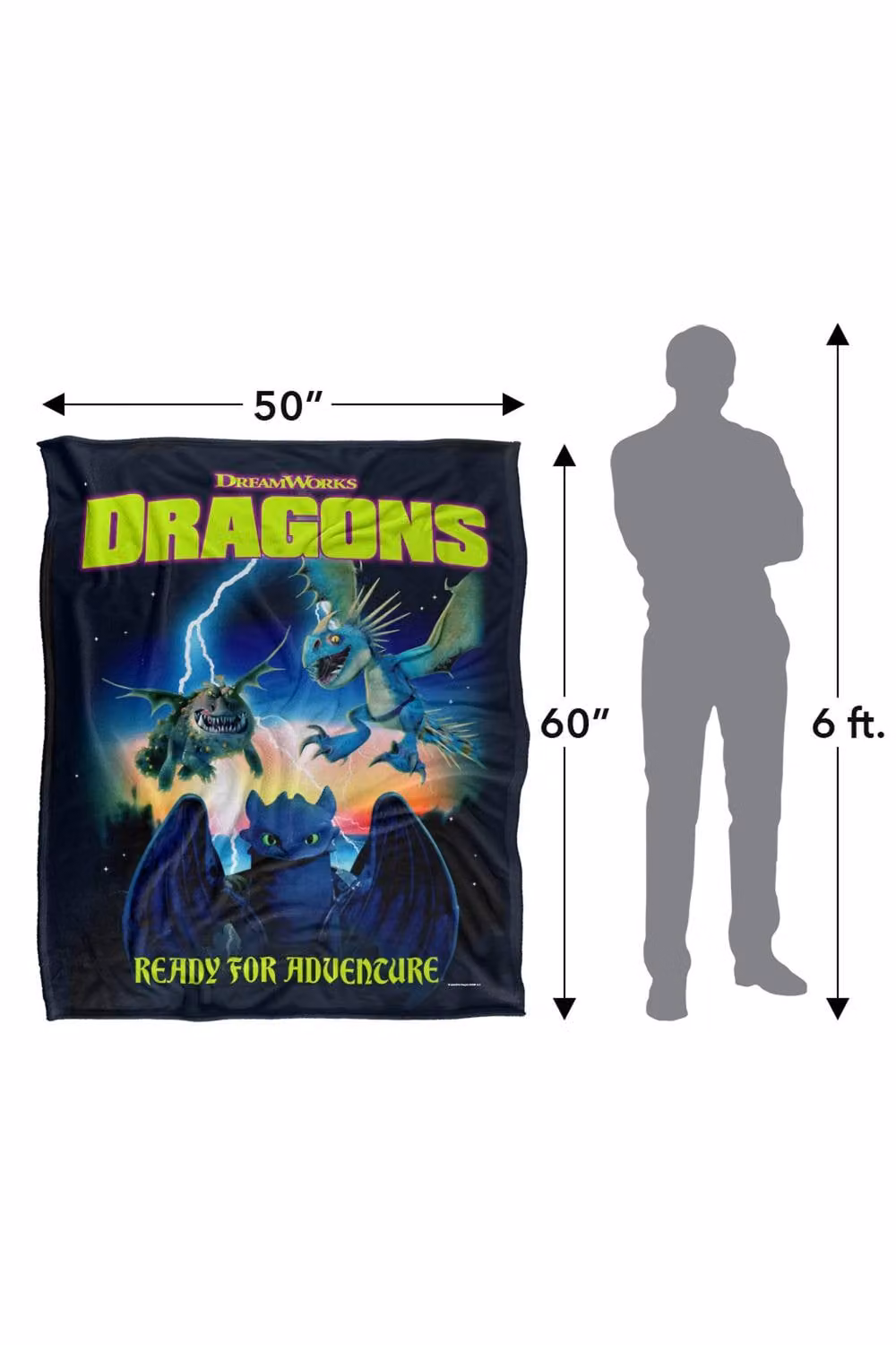 NBCU Toothless and Dragons Adventure Poster Throw Blanket, Multicolour, W: 152.4 cm, D: 127.0 cm – 3