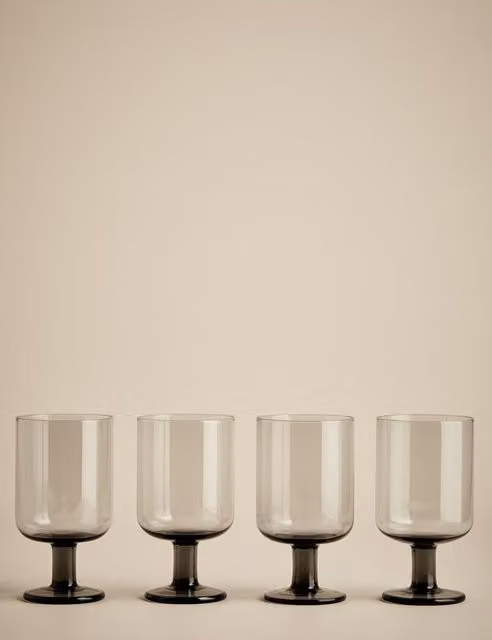 M&S Set of 4 Grey Everyday Wine Glasses