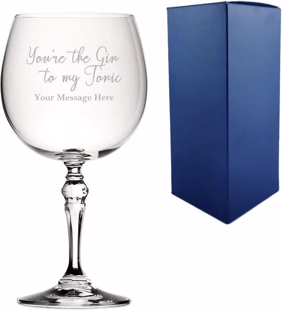 Uniqueful Personalised You're the Gin to My Tonic Crystal Gin and Tonic Cocktail Glass in Clear – 1